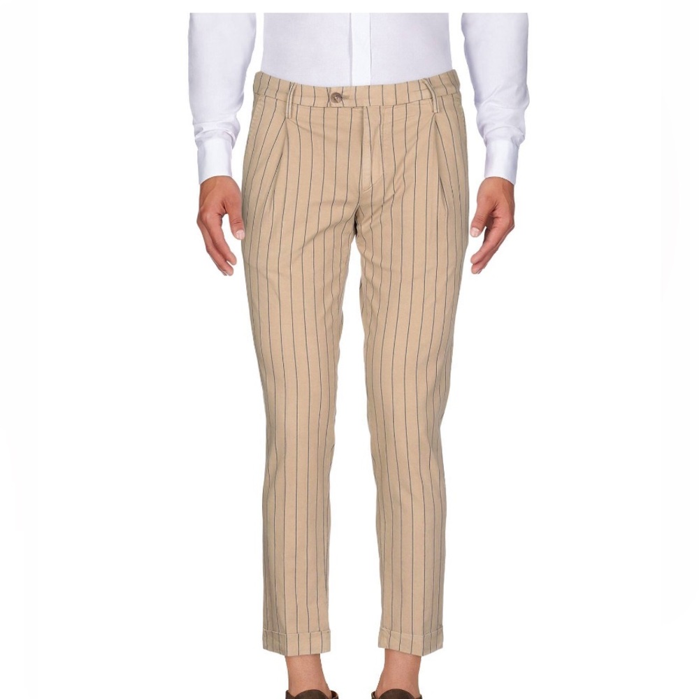 Michael Coal Made in Italy Striped Khaki Chino Pant Cotton 36 Slim Skinny Fit